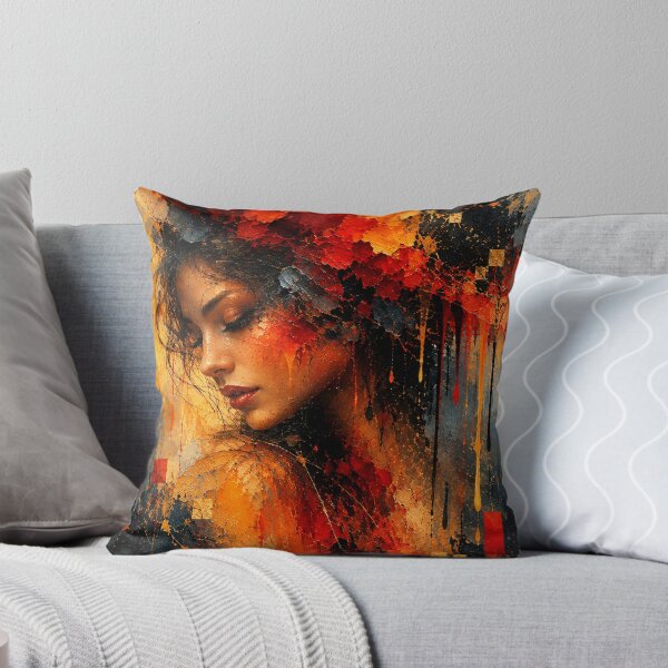 Item preview, Crimson Solitude Abstract Portrait Red And Gold Fine Art Print designed and sold by Joey Santiago.