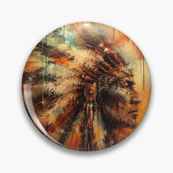 Item preview, Ancestral Flame - Native American Chief Abstract Southwestern Portrait designed and sold by Joey Santiago.