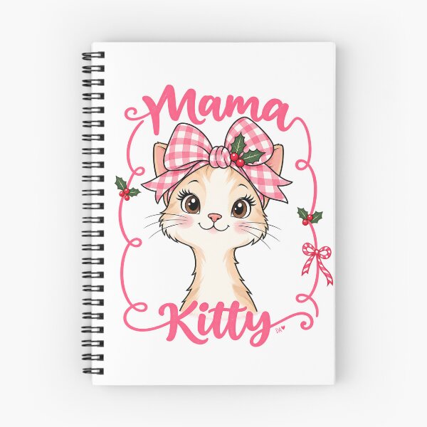Item preview, Mama Kitty Christmas Shirt, Christmas Cat Mom Tee, Cute Holiday Kitten Shirt, Pink Bow Cat Lover Gift, Festive Cat T-Shirt designed and sold by DesignArtist.ia.