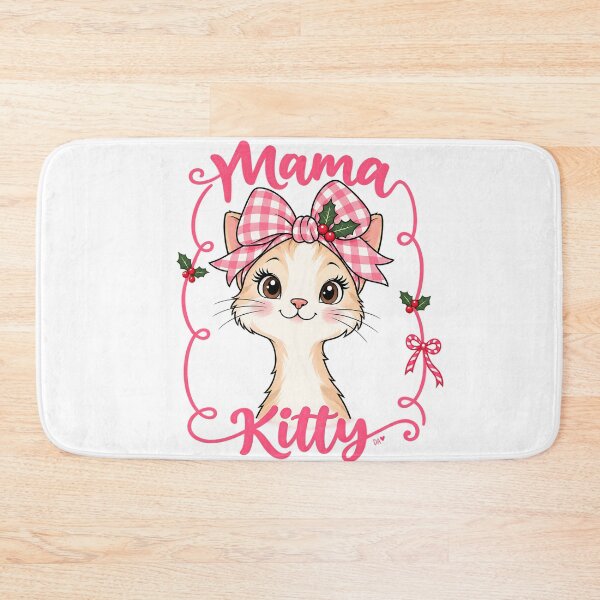 Item preview, Mama Kitty Christmas Shirt, Christmas Cat Mom Tee, Cute Holiday Kitten Shirt, Pink Bow Cat Lover Gift, Festive Cat T-Shirt designed and sold by DesignArtist.ia.