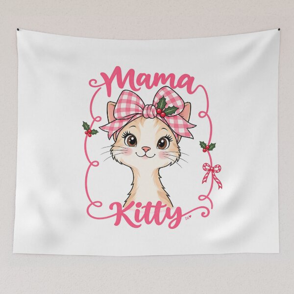 Item preview, Mama Kitty Christmas Shirt, Christmas Cat Mom Tee, Cute Holiday Kitten Shirt, Pink Bow Cat Lover Gift, Festive Cat T-Shirt designed and sold by DesignArtist.ia.