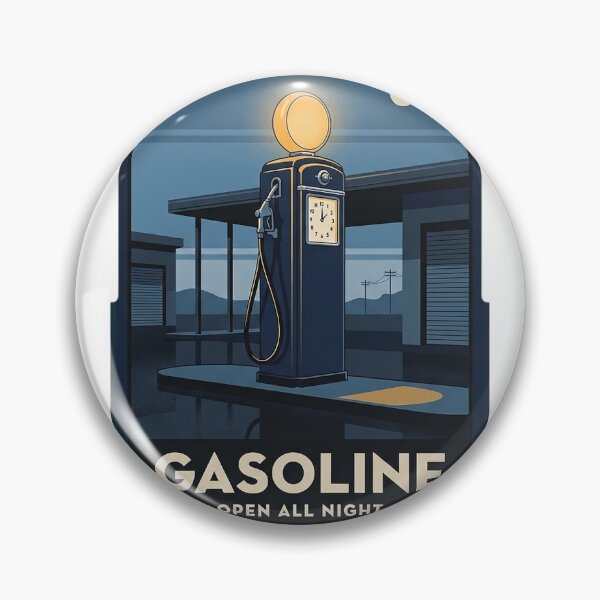 Item preview, Open All Night Vintage Gas Pump Dusk Retro Gasoline Poster Sticker designed and sold by DetourDgn.