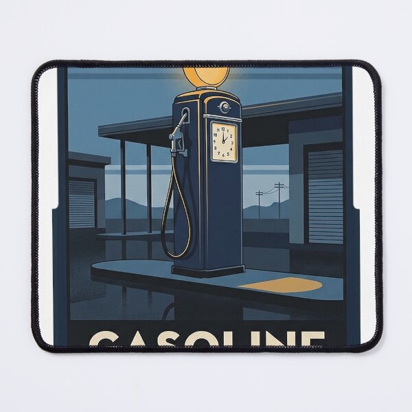 Item preview, Open All Night Vintage Gas Pump Dusk Retro Gasoline Poster Sticker designed and sold by DetourDgn.