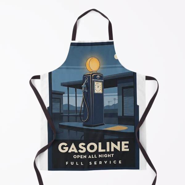 Item preview, Open All Night Vintage Gas Pump Dusk Retro Gasoline Poster Sticker designed and sold by DetourDgn.