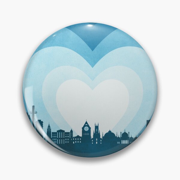 Item preview, Brighton England Skyline Hearts Blue designed and sold by ArtPrints.
