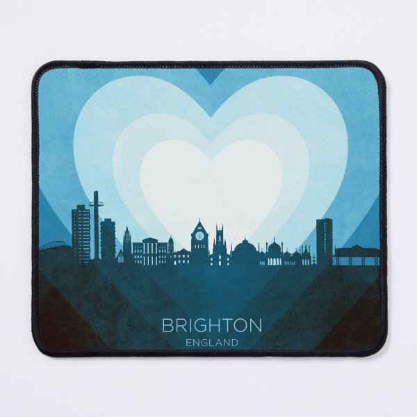 Item preview, Brighton England Skyline Hearts Blue designed and sold by ArtPrints.