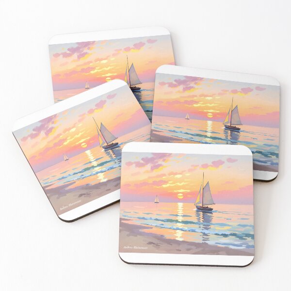 Item preview, Sailing boats at sunset on the sea designed and sold by Andrea Matarazzo.
