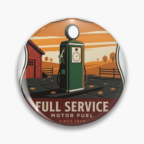 Item preview, Full Service Vintage Gas Pump Autumn Country Station Crest Sticker designed and sold by DetourDgn.