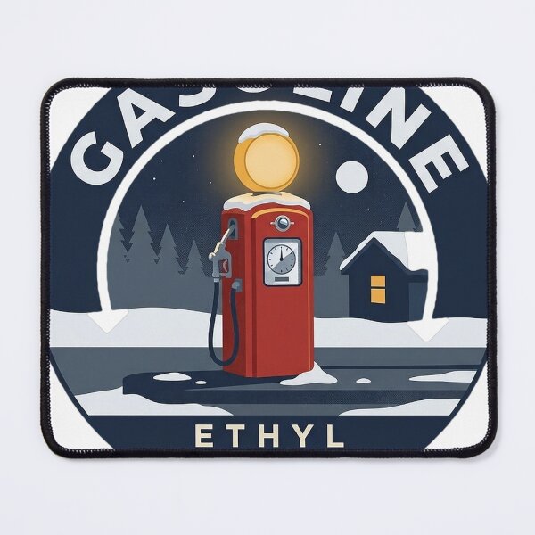 Item preview, Winter Night Vintage Gas Pump Snowy Retro Gasoline Circle Sticker designed and sold by DetourDgn.