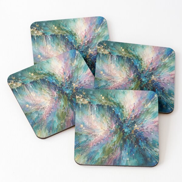 Item preview, Celestial Resonance - Emerald Green Teal Gold Abstract Art designed and sold by Joey Santiago.