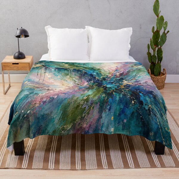 Item preview, Celestial Resonance - Emerald Green Teal Gold Abstract Art designed and sold by Joey Santiago.