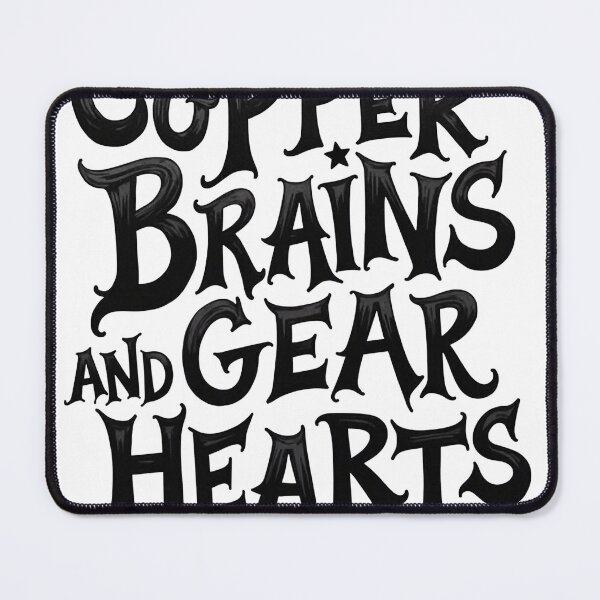 Item preview, COPPER BRAINS AND GEAR HEARTS - Steampunk Tattoo Flash Typography designed and sold by Qubivibe.