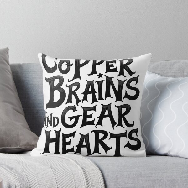 Item preview, COPPER BRAINS AND GEAR HEARTS - Steampunk Tattoo Flash Typography designed and sold by Qubivibe.