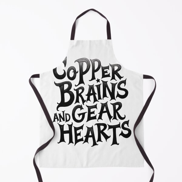 Item preview, COPPER BRAINS AND GEAR HEARTS - Steampunk Tattoo Flash Typography designed and sold by Qubivibe.