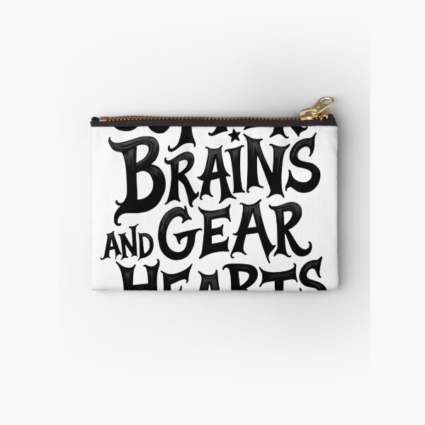 Item preview, COPPER BRAINS AND GEAR HEARTS - Steampunk Tattoo Flash Typography designed and sold by Qubivibe.