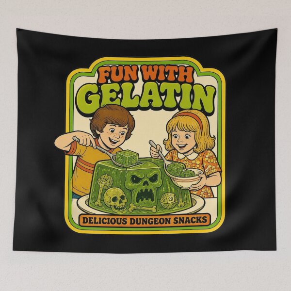 Item preview, Fun With Gelatin Cube Retro 70s DND Monster Dark Humor designed and sold by Dice_Goblin_Studio.