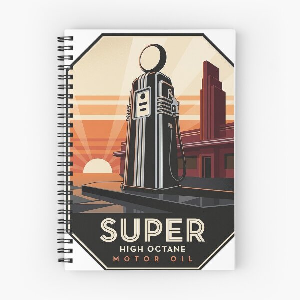 Item preview, Art Deco Vintage Gas Pump Super High Octane Sunset Emblem Sticker designed and sold by DetourDgn.