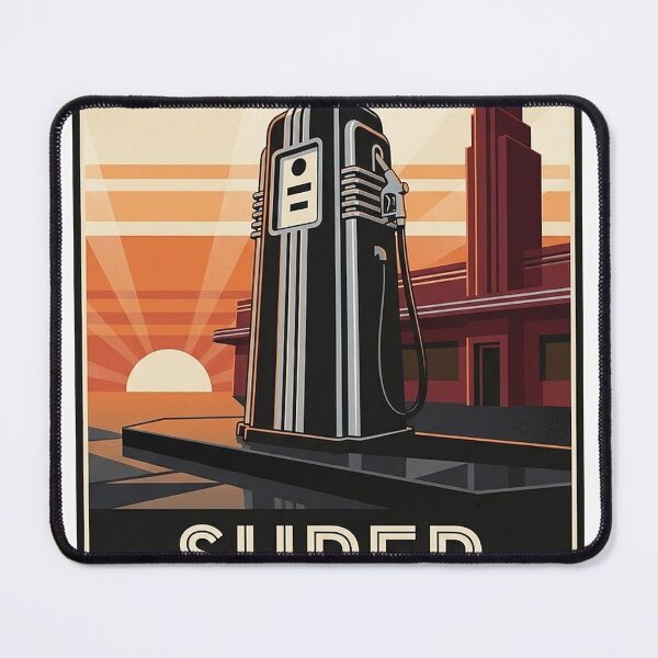 Item preview, Art Deco Vintage Gas Pump Super High Octane Sunset Emblem Sticker designed and sold by DetourDgn.