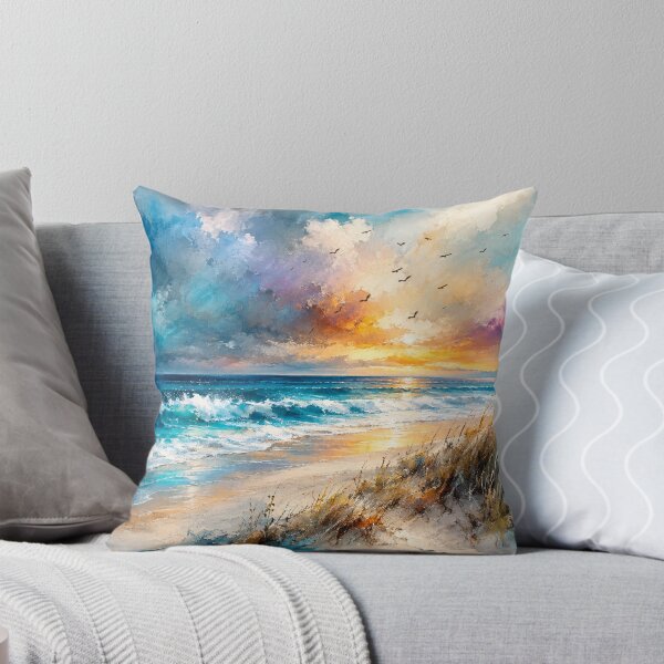 Item preview, Golden Tides at Twilight - Teal and Gold Coastal Sunset Ocean Art designed and sold by Joey Santiago.