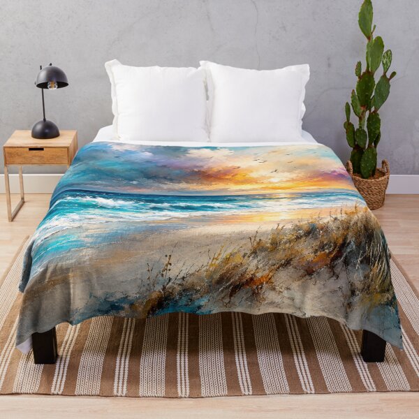 Item preview, Golden Tides at Twilight - Teal and Gold Coastal Sunset Ocean Art designed and sold by Joey Santiago.