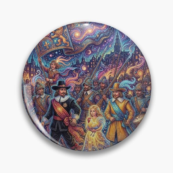 Item preview, Psychedelic Night Watch Painting Under a Full Moon Sky designed and sold by Lucid Dream Pixel.