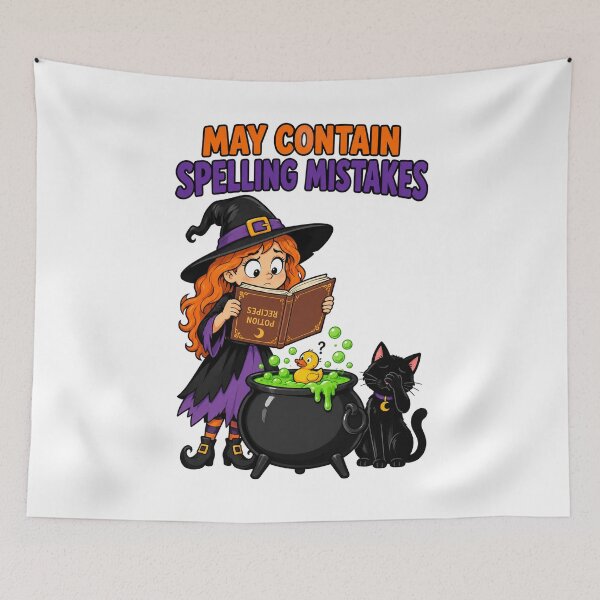 Item preview, May Contain Spelling Mistakes Funny Witch Halloween Design. designed and sold by The-T-In-Retro.