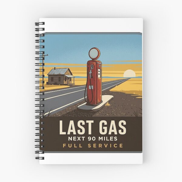 Item preview, Last Gas Next 90 Miles Vintage Gas Pump Prairie Road Trip Sticker designed and sold by DetourDgn.