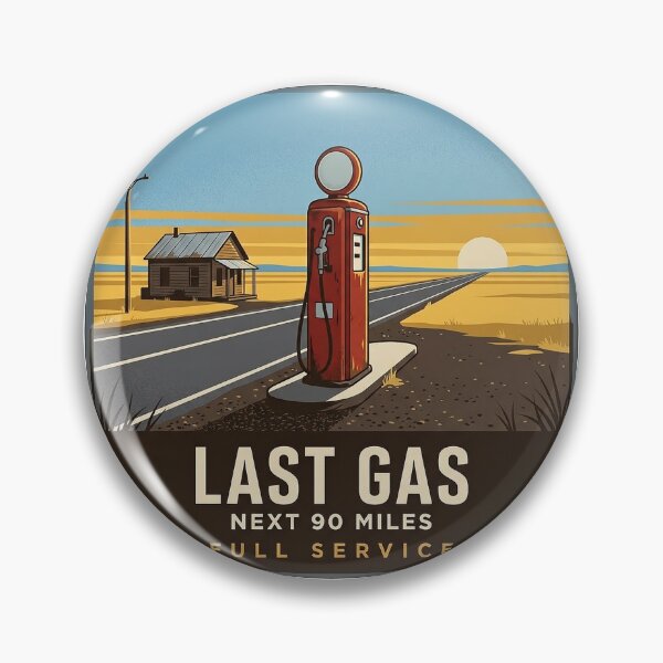Item preview, Last Gas Next 90 Miles Vintage Gas Pump Prairie Road Trip Sticker designed and sold by DetourDgn.