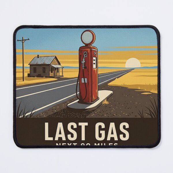 Item preview, Last Gas Next 90 Miles Vintage Gas Pump Prairie Road Trip Sticker designed and sold by DetourDgn.