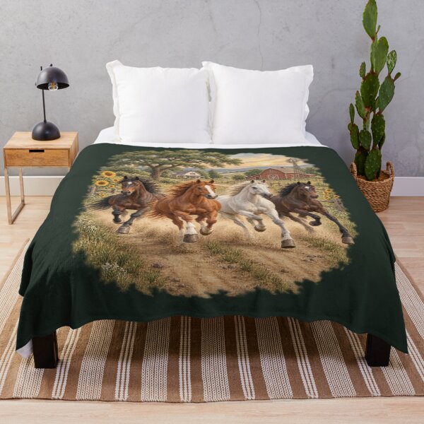 Item preview, Running Horses Rustic Farm Road 90s Countryside Art designed and sold by AmiGraph.