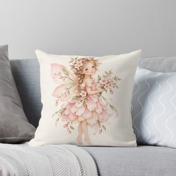 Item preview, Cherry Blossom Fairy – Pink Cottagecore Watercolor Fairy Art designed and sold by looplandger.