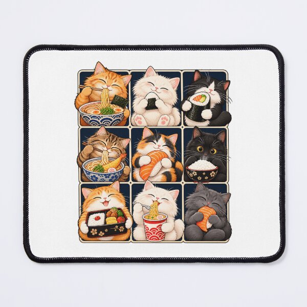 Item preview, Cute Cats Eating Japanese Food designed and sold by ROUX-ART.