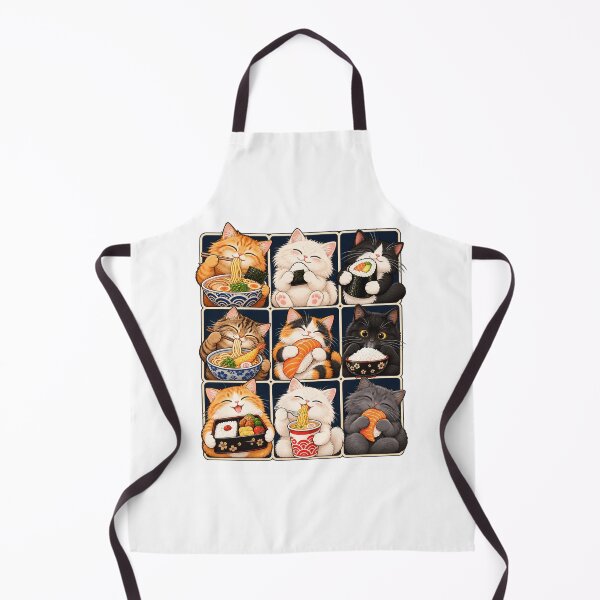 Item preview, Cute Cats Eating Japanese Food designed and sold by ROUX-ART.