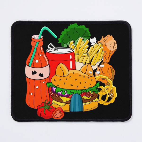 Item preview, cat burger and drinks illustration designed and sold by TsouChiungYu.