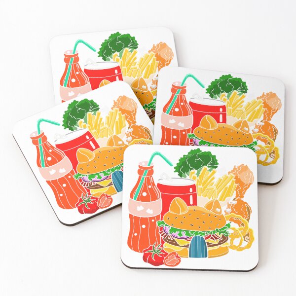 Item preview, cat burger and drinks illustration designed and sold by TsouChiungYu.