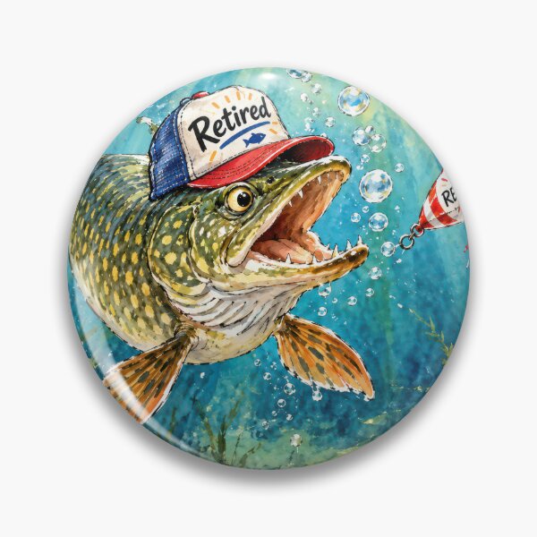 Item preview, Northern Pike Wearing a Retired Cap designed and sold by Maria Dryfhout.