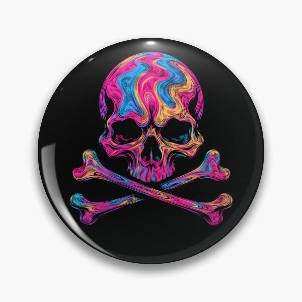 Item preview, Psychedelic Neon Fluid Skull and Crossbones Art designed and sold by Skulls & Calaveras.