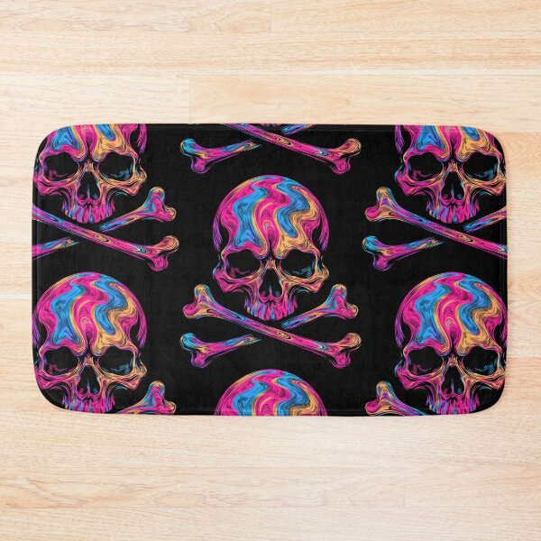 Item preview, Psychedelic Neon Fluid Skull and Crossbones Art designed and sold by Skulls & Calaveras.