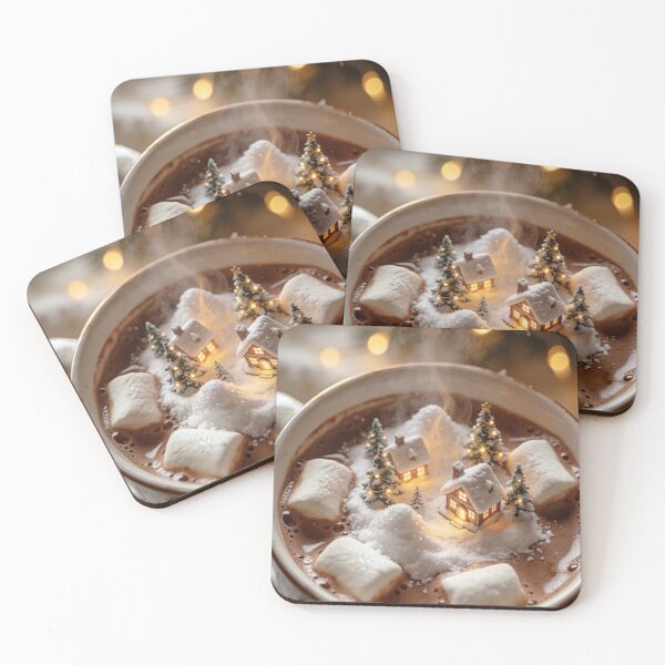 Item preview, Cozy Christmas Village in Hot Chocolate Cup designed and sold by OksArtStudio.