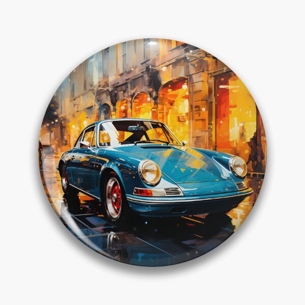 Item preview, Classic Blue Sports Car on Rainy City Street designed and sold by RevUpDesign.