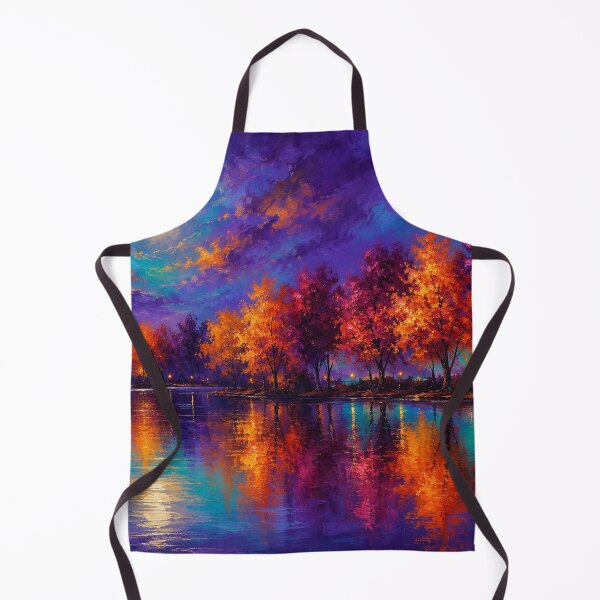 Item preview, Harvest Moon Reflections - Autumn Moonlit Lake Landscape Art designed and sold by Joey Santiago.