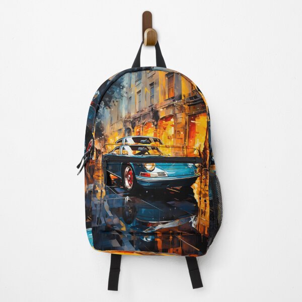 Item preview, Classic Blue Sports Car on Rainy City Street designed and sold by RevUpDesign.