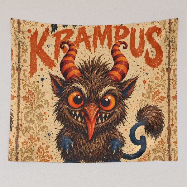 Item preview, Merry Krampus Vintage Furry Horned Monster designed and sold by Pure Craft.