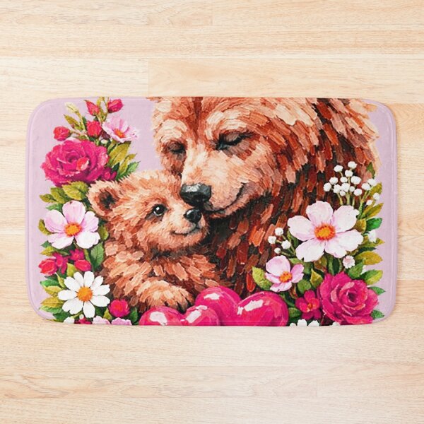 Item preview, Cute Bear Mama Cub Hearts Floral designed and sold by the artedivino.