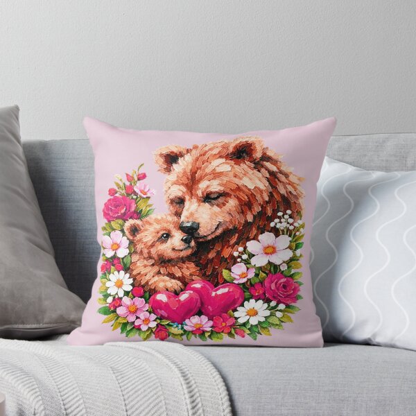 Item preview, Cute Bear Mama Cub Hearts Floral designed and sold by the artedivino.