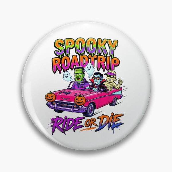 Item preview, Spooky Road Trip Monsters Pink Car Halloween Graphic designed and sold by ArtLabCreations.