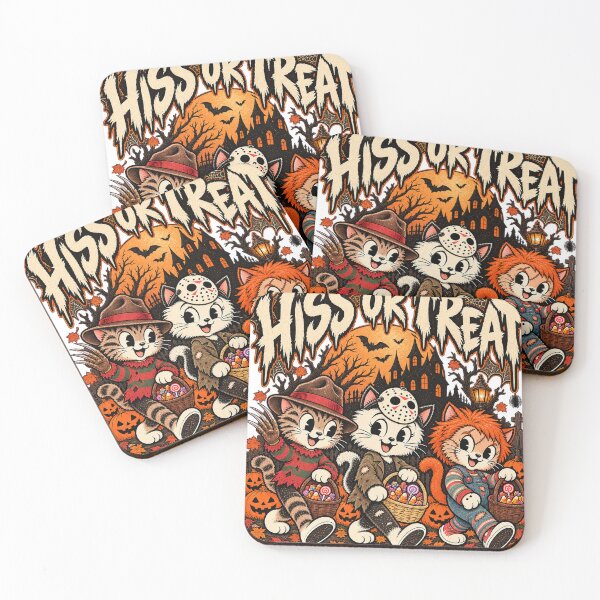 Item preview, Hiss or Treat Funny Halloween Horror Cats Costume T-Shirt Design designed and sold by KIDEnia.