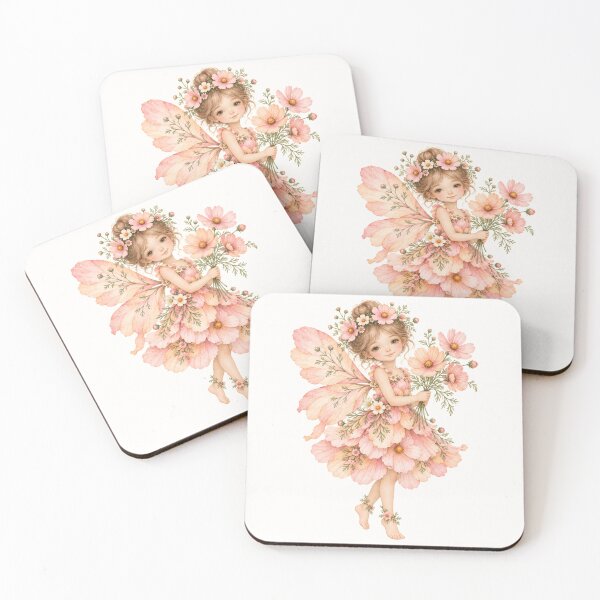 Item preview, Pink Cosmos Flower Fairy – Whimsical Cottagecore Watercolor Art designed and sold by looplandger.