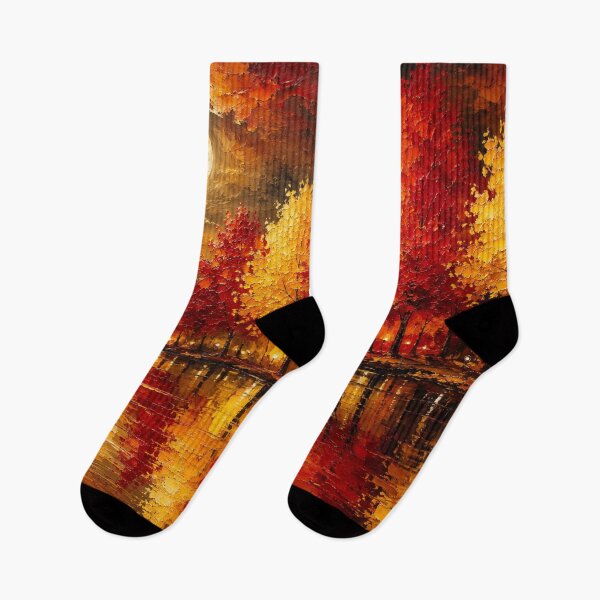 Item preview, Crimson Moonrise – Red and Gold Fall Moonlit Lake designed and sold by Joey Santiago.