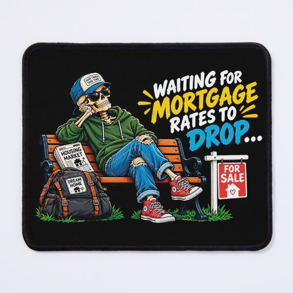 Item preview, Waiting For Mortgage Rates To Drop Skeleton designed and sold by CrazySzoopWorld.
